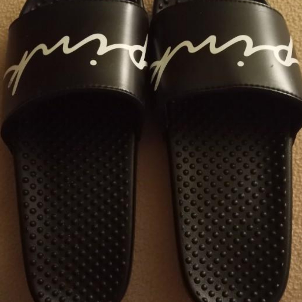 Worn once Black and white PINK flip flops